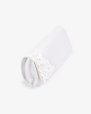 Satin Wedding Clutch with Pearls Petal