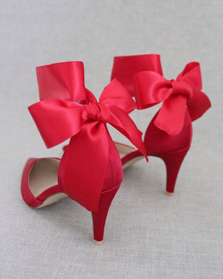 Red Evening Heels with Ankle Ribbon