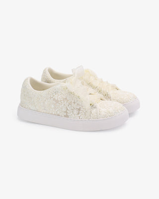 Crochet Lace Wedding Platform Sneakers