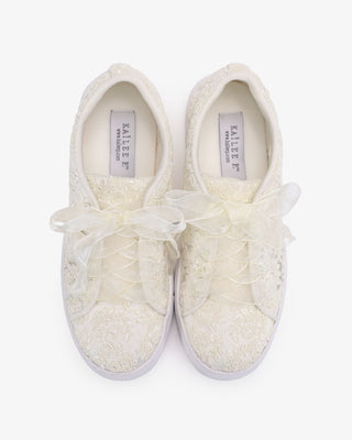 Crochet Lace Wedding Platform Sneakers