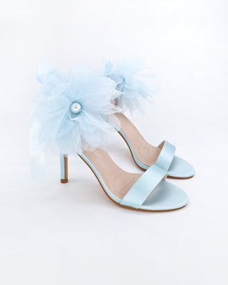 Satin High Heel Wedding Sandals with Ophelia Flowers