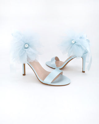 Satin High Heel Wedding Sandals with Ophelia Flowers