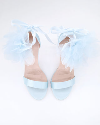 Satin High Heel Wedding Sandals with Ophelia Flowers