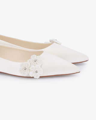 Wedding Flats with All Pearls Chassia Flowers, Women Shoes