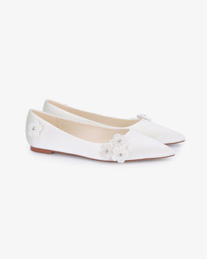 White Wedding Flats with All Pearls Chassia Flowers