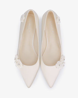 Wedding Flats with All Pearls Chassia Flowers, Women Shoes
