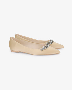 Evening Flats with Floral Rhinestones Details