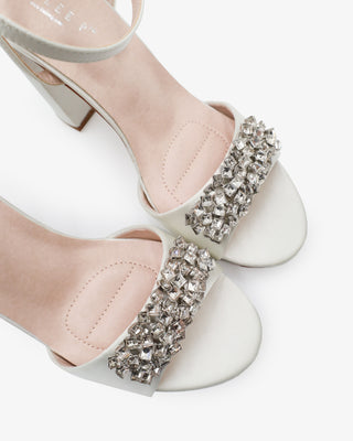 Satin Platform Block Heel Wedding Sandals with Crystelle RhinestonesWomen Shoes