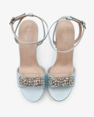 Satin Platform Block Heel Wedding Sandals with Crystelle RhinestonesWomen Shoes