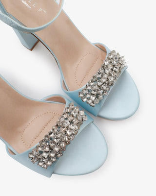 Satin Platform Block Heel Wedding Sandals with Crystelle RhinestonesWomen Shoes