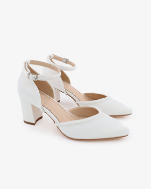 Block Heel with Mini Pearls Bridal Shoes