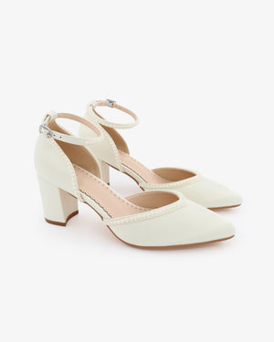 Block Heel with Mini Pearls Bridal Shoes