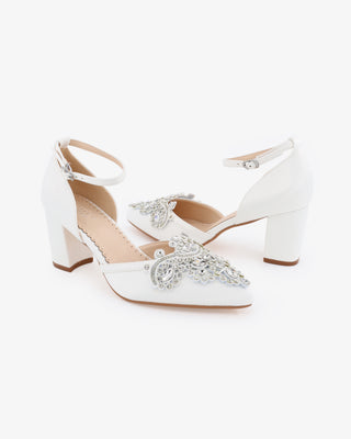 Embellished Rhinestones Block Heel for WeddingWomen Shoes
