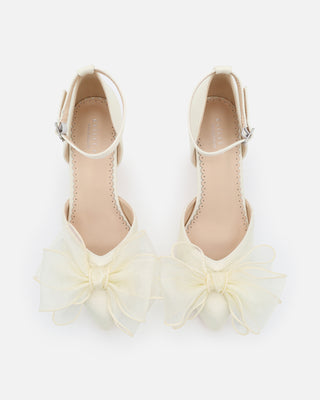 Satin Block Heel with Layered Organza Bow for BridesWomen Shoes
