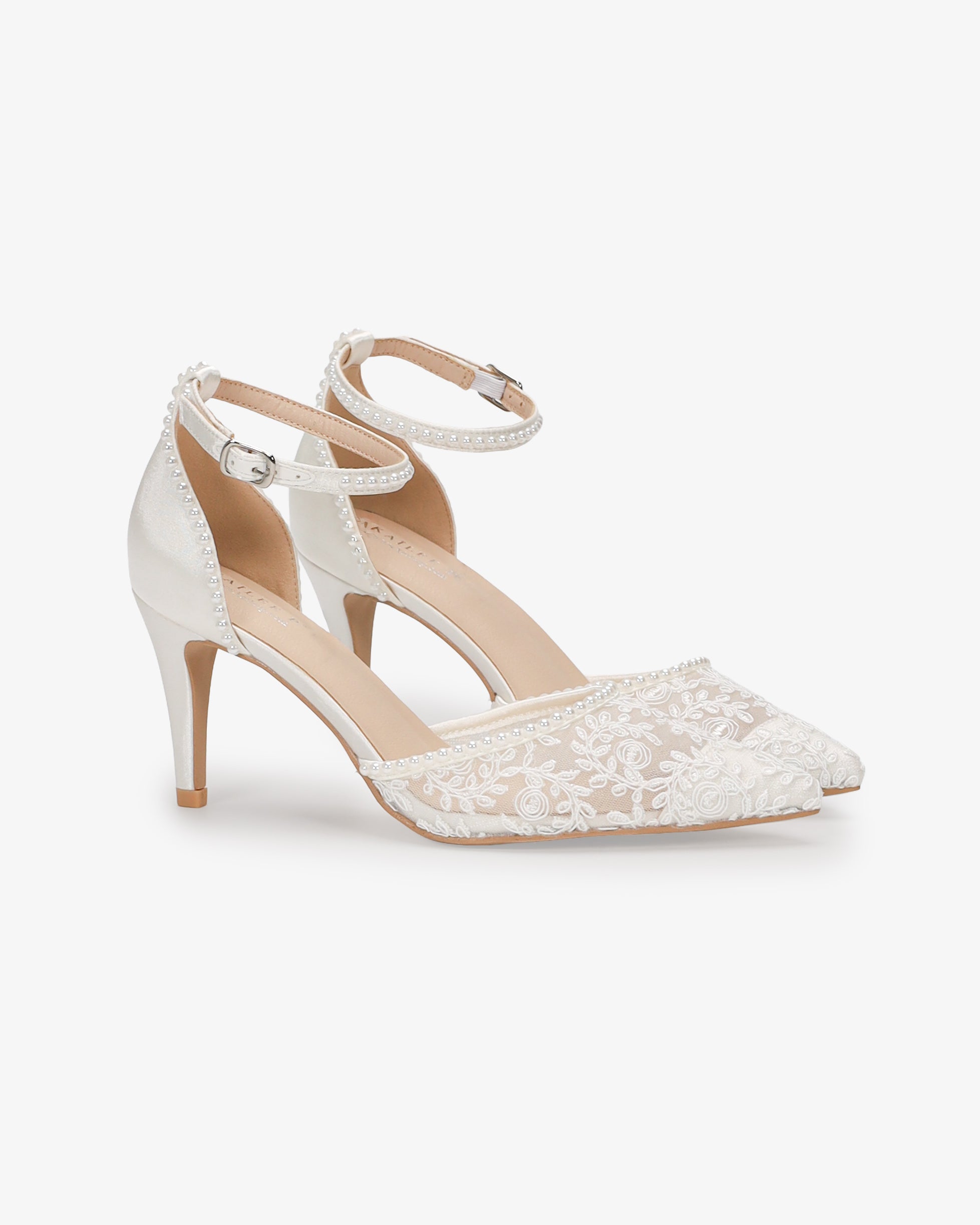 Lace Bridal Heels with Pearls, Bridesmaids Shoes, Women Heels, Prom Shoes 7 Lace Bridal Heels with Pearls, Bridesmaids Shoes, Women Heels, Prom Shoes 7