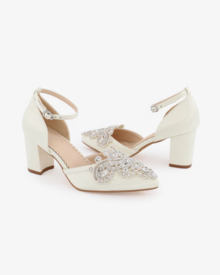 Embellished Rhinestones Block Heel for WeddingWomen Shoes