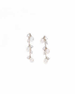 Silver Whispering Pearl Flowers Earring, Wedding Earring