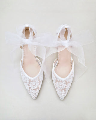 Lace Block Heel Ankle Tie Bridal ShoesWomen Shoes