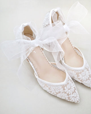 Lace Block Heel Ankle Tie Bridal ShoesWomen Shoes