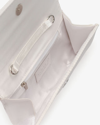 Camellia Satin White Wedding Clutch