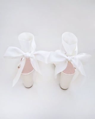 ivory satin platform block heel wedding sandals with wrapped ankle tie