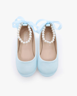 Satin Flats with All Pearls Ankle Strap