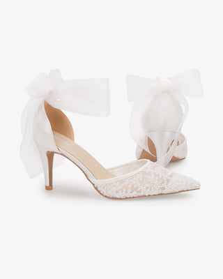 Lace Heels with Ankle Tie For Brides