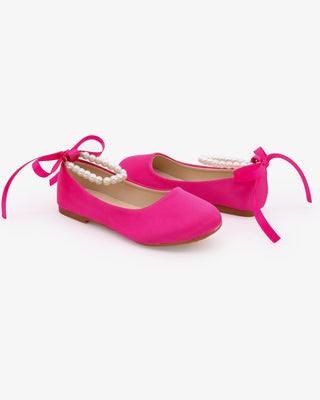 Satin Flats with All Pearls Ankle StrapKids Shoes