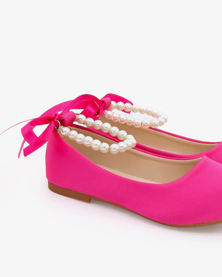 Satin Flats with All Pearls Ankle StrapKids Shoes