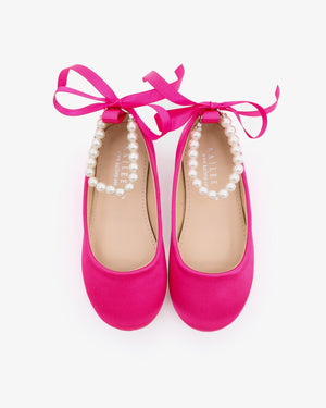 Satin Flats with All Pearls Ankle Strap