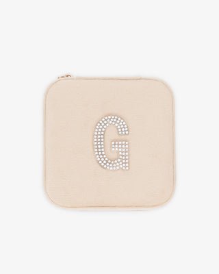 Champagne Velvet Square Personalized Jewelry Box