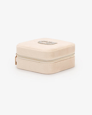 Champagne Velvet Square Personalized Jewelry Box