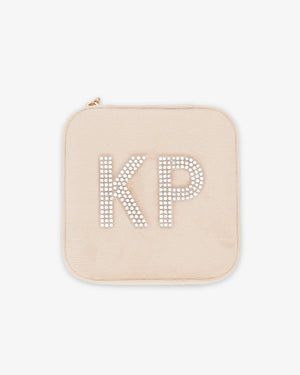 Champagne Velvet Square Personalized Jewelry Box