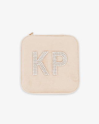 Champagne Velvet Square Personalized Jewelry Box
