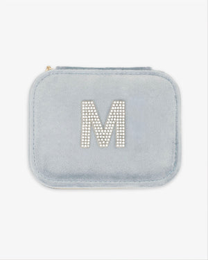 Dusty Blue Velvet Rectangular Personalized Jewelry Box