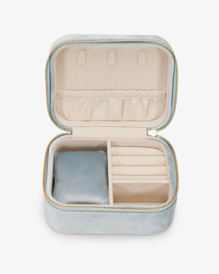 Dusty Blue Velvet Rectangular Personalized Jewelry Box