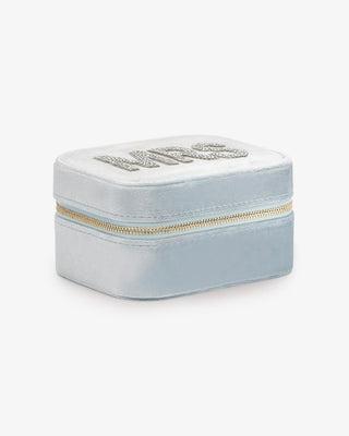Dusty Blue Velvet Rectangular Personalized Jewelry Box
