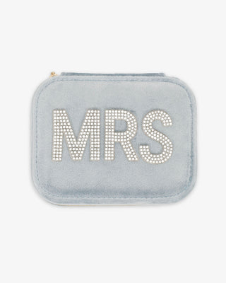 Dusty Blue Velvet Rectangular Personalized Jewelry Box