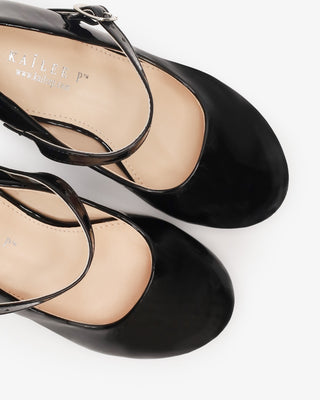 Black Patent Mary Jane Flower Girls Block Heel