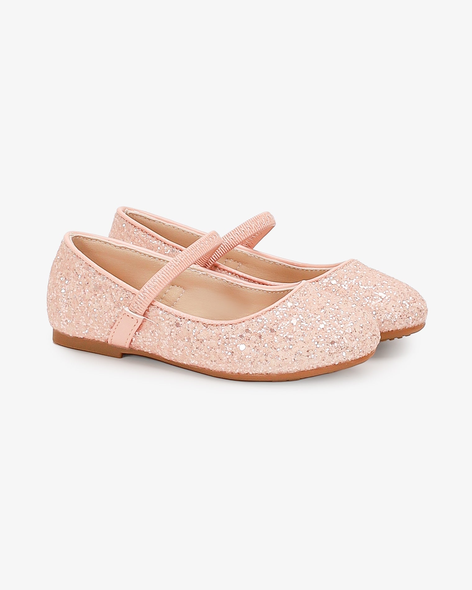 Dusty Pink Rock Glitter Mary Jane Ballet Flats, Flower Girls Shoes Dusty Pink Rock Glitter Mary Jane Ballet Flats, Flower Girls Shoes