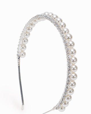 Vianne Headband, Wedding Hair Accessories with rows or pearls and rhinestones