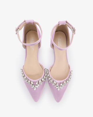 Satin Pointy Toe Evening Flats with Starlet Rhinestones EmbellishmentsWomen Shoes