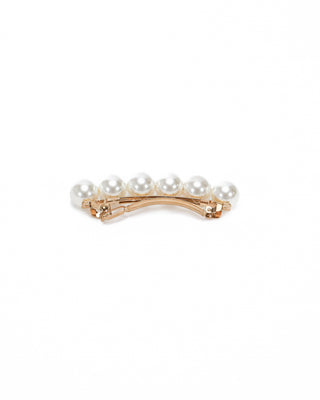 Golden Pearl Row Barrette, Wedding Hair Accessories, Bridal Hair Clip