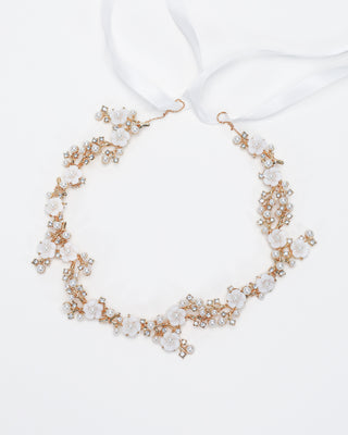 Moonlit Petals Hair Piece with rhinestones, florals, and pearls, Bridal Hair Accessories, Wedding Headpiece