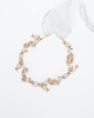 Moonlit Petals Hair Piece with rhinestones, florals, and pearls, Bridal Hair Accessories, Wedding Headpiece