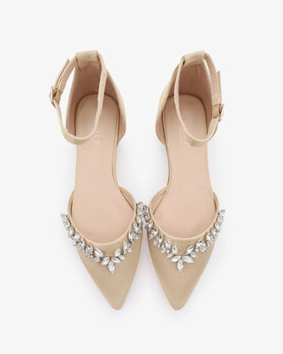 Satin Pointy Toe Evening Flats with Starlet Rhinestones EmbellishmentsWomen Shoes
