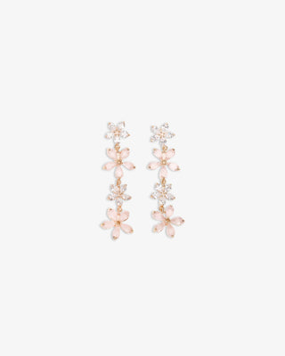 Gold Flower Drop Earring with rhinestones
