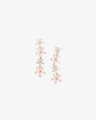 Gold Flower Drop Earring with rhinestones