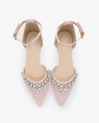 Satin Pointy Toe Evening Flats with Starlet Rhinestones EmbellishmentsWomen Shoes