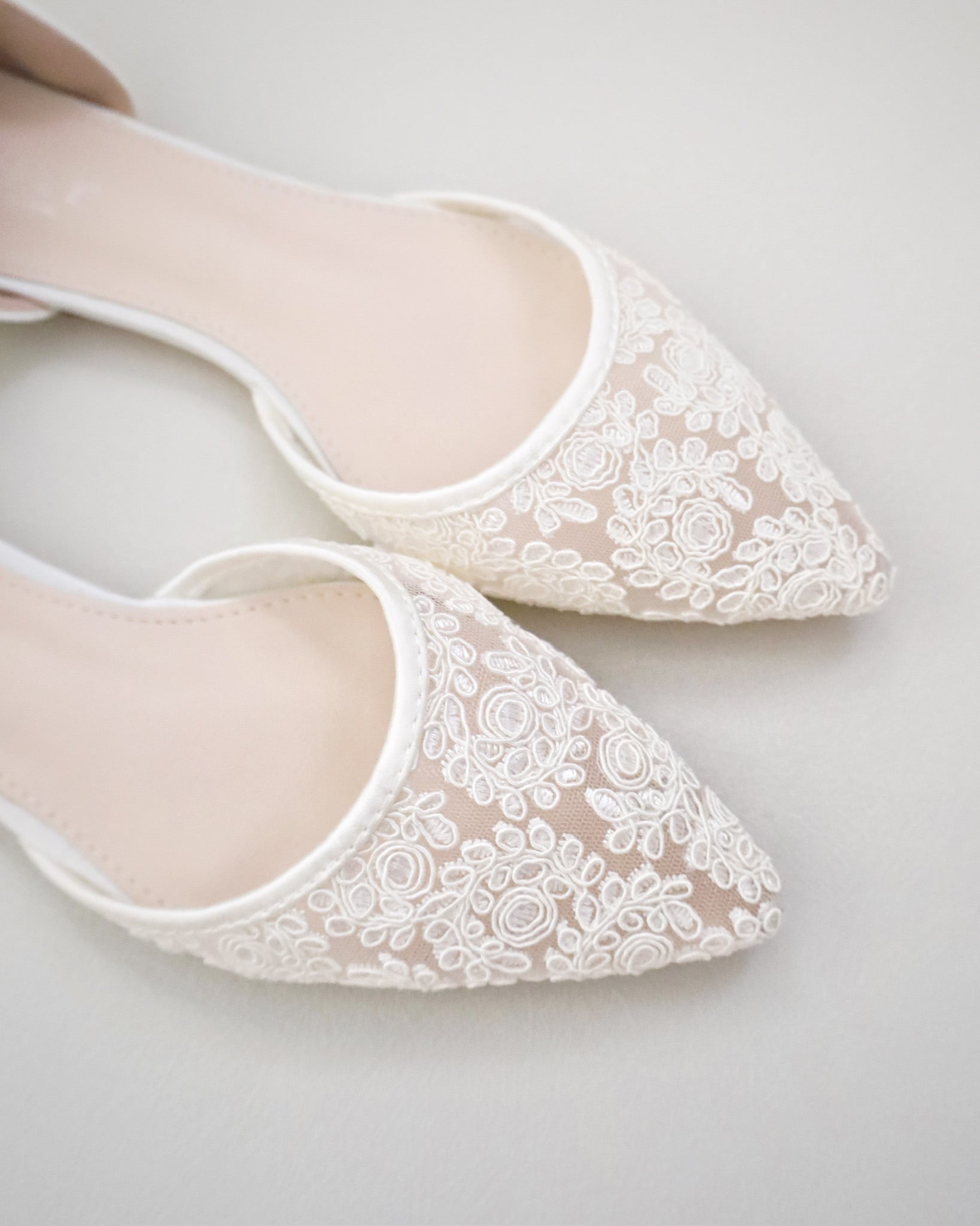 Ivory Crochet Lace Pointy Toe, Lace Wedding Shoes, Bridal Shoes
